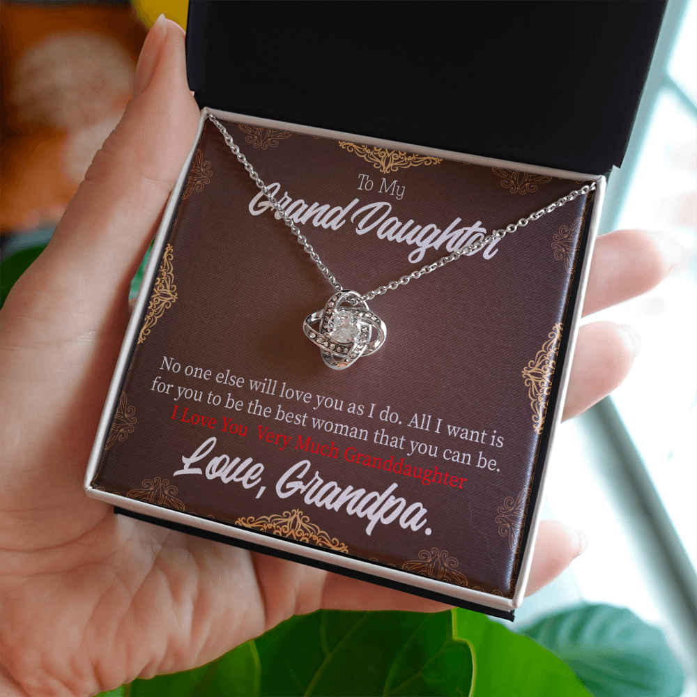 To My Granddaughter Grandpa Encouragement Infinity Knot Necklace Message Card-Express Your Love Gifts