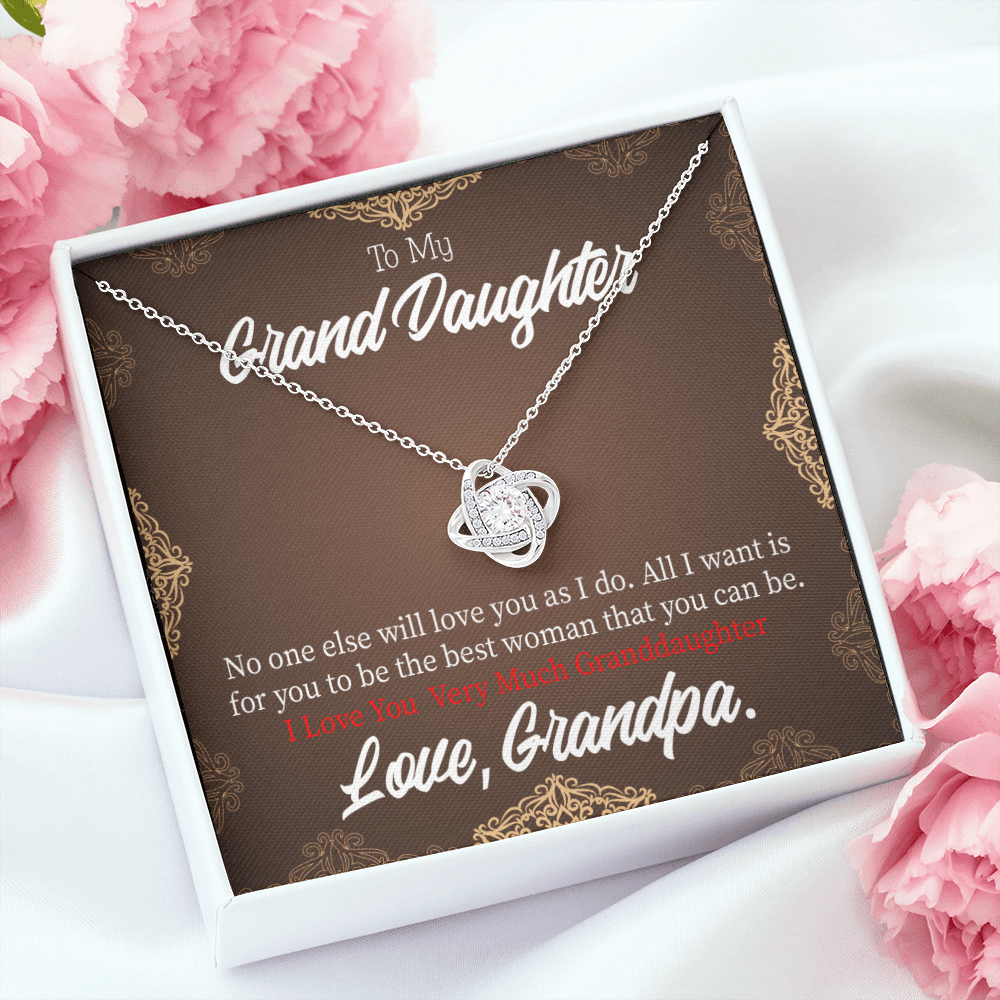 To My Granddaughter Grandpa Encouragement Infinity Knot Necklace Message Card-Express Your Love Gifts