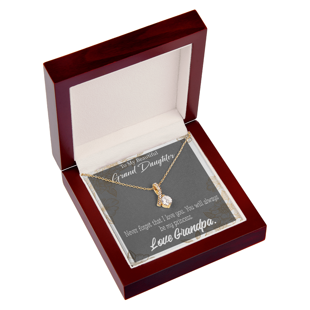 To My Granddaughter Grandpa's Princess Alluring Ribbon Necklace Message Card-Express Your Love Gifts