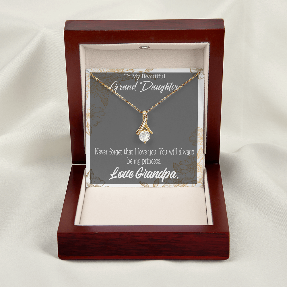 To My Granddaughter Grandpa's Princess Alluring Ribbon Necklace Message Card-Express Your Love Gifts