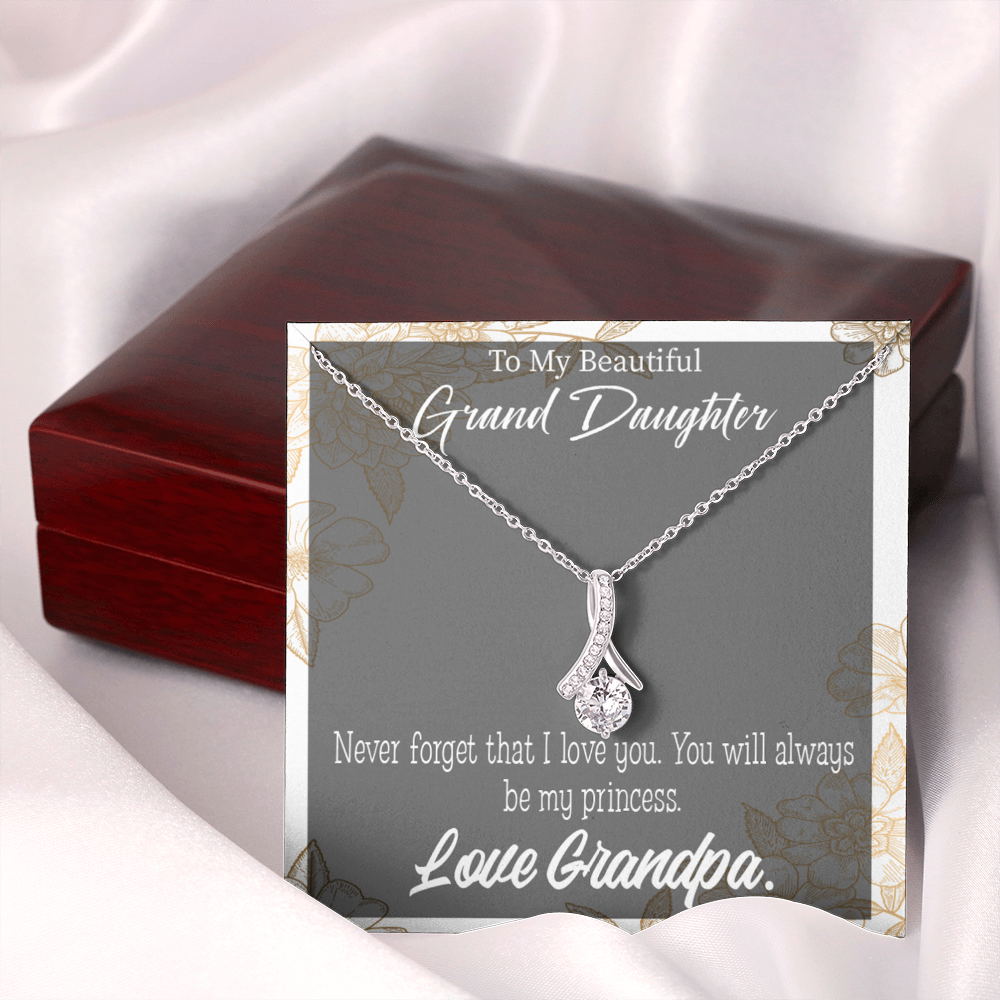 To My Granddaughter Grandpa's Princess Alluring Ribbon Necklace Message Card-Express Your Love Gifts