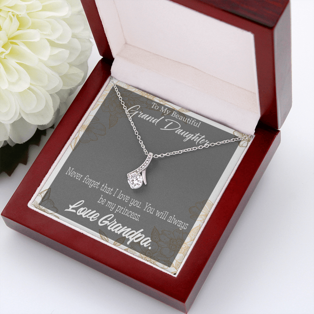 To My Granddaughter Grandpa's Princess Alluring Ribbon Necklace Message Card-Express Your Love Gifts