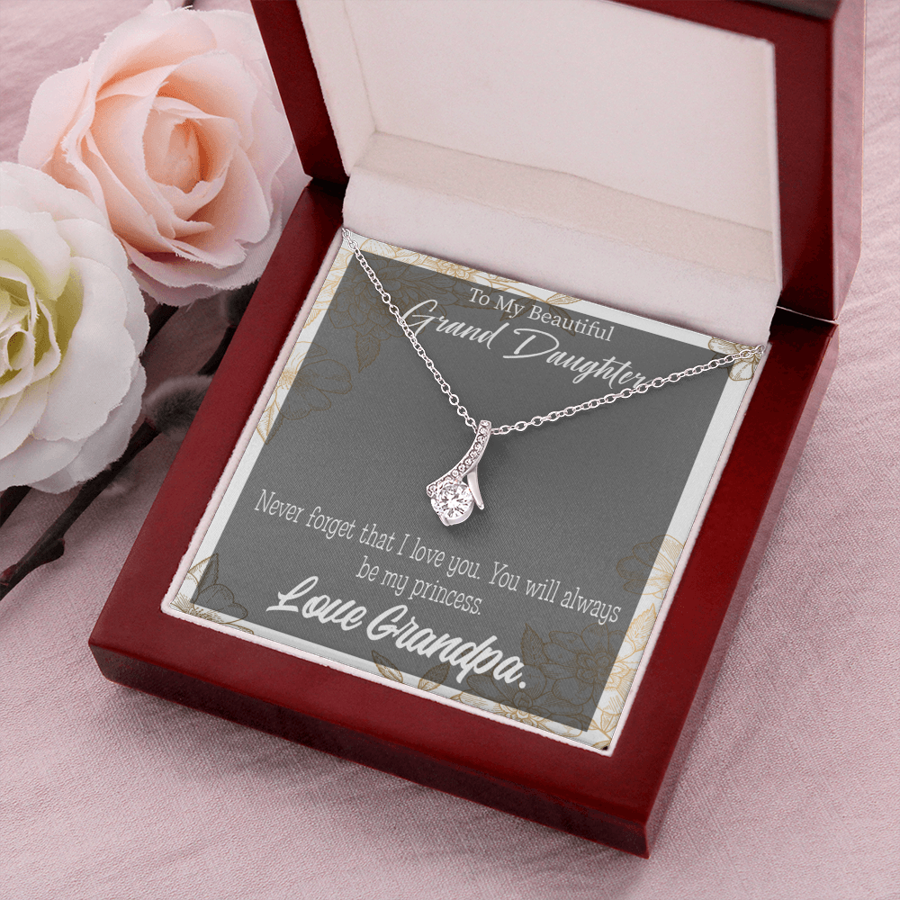 To My Granddaughter Grandpa's Princess Alluring Ribbon Necklace Message Card-Express Your Love Gifts