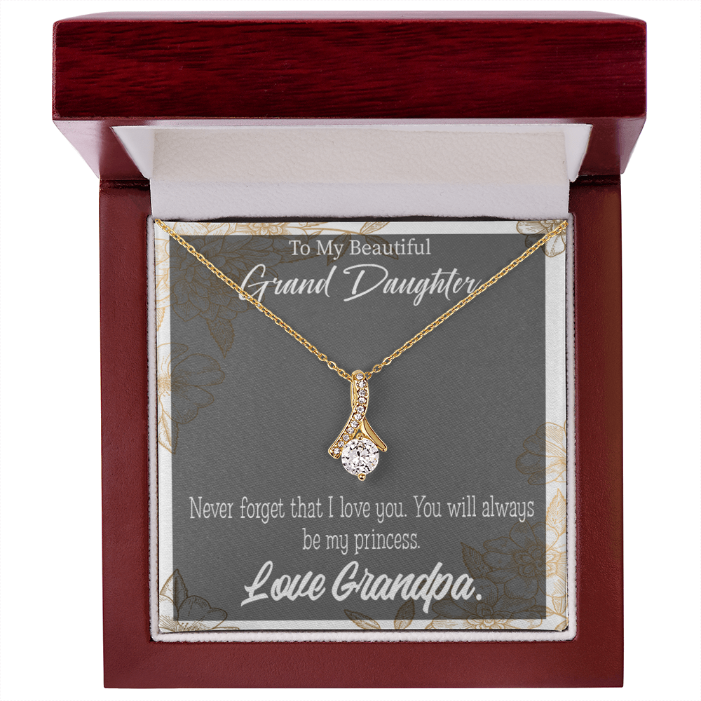 To My Granddaughter Grandpa's Princess Alluring Ribbon Necklace Message Card-Express Your Love Gifts