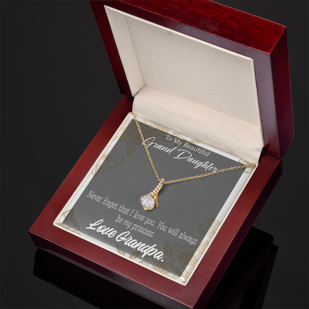 To My Granddaughter Grandpa's Princess Alluring Ribbon Necklace Message Card-Express Your Love Gifts