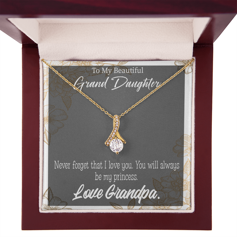 To My Granddaughter Grandpa's Princess Alluring Ribbon Necklace Message Card-Express Your Love Gifts