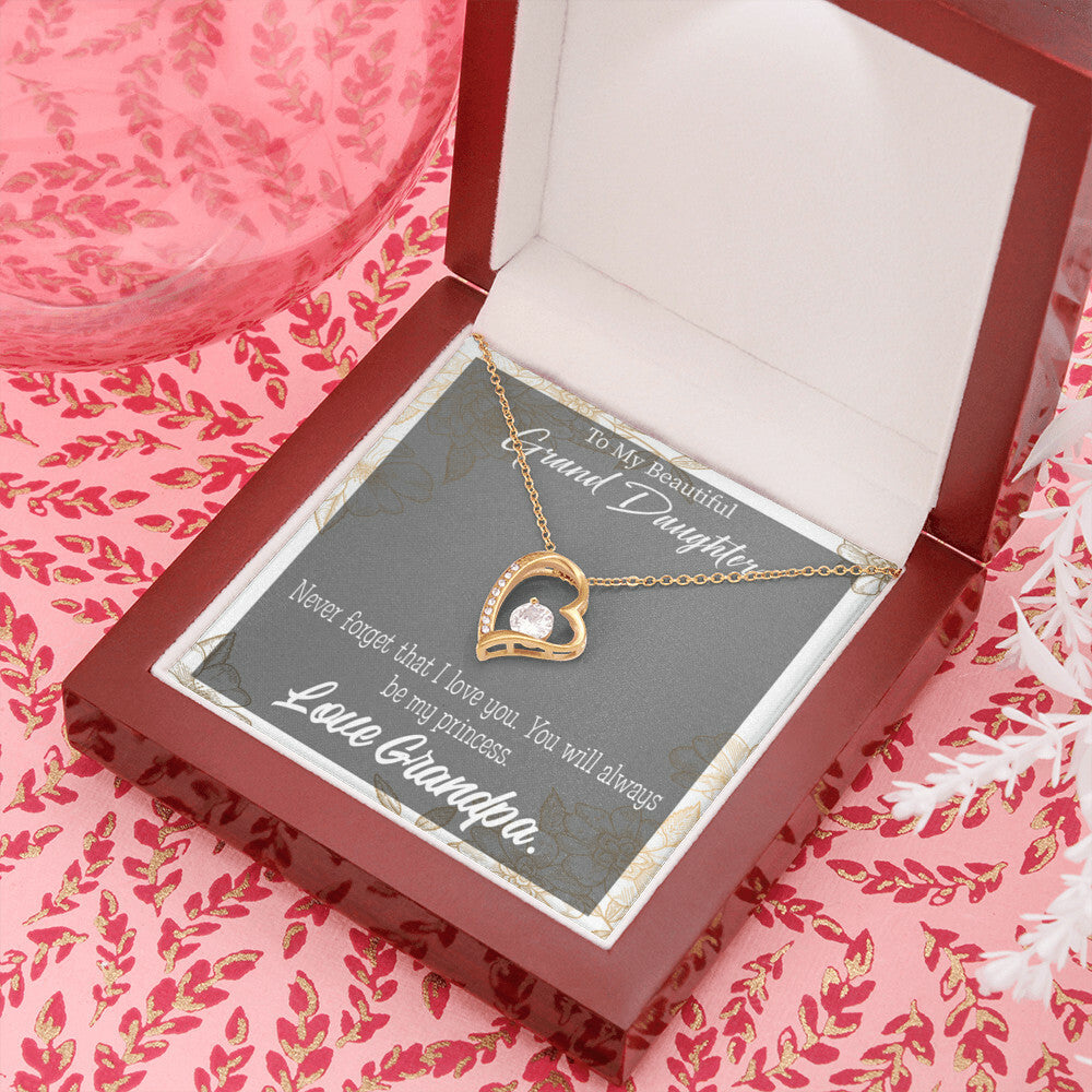 To My Granddaughter Grandpa's Princess Forever Necklace w Message Card-Express Your Love Gifts