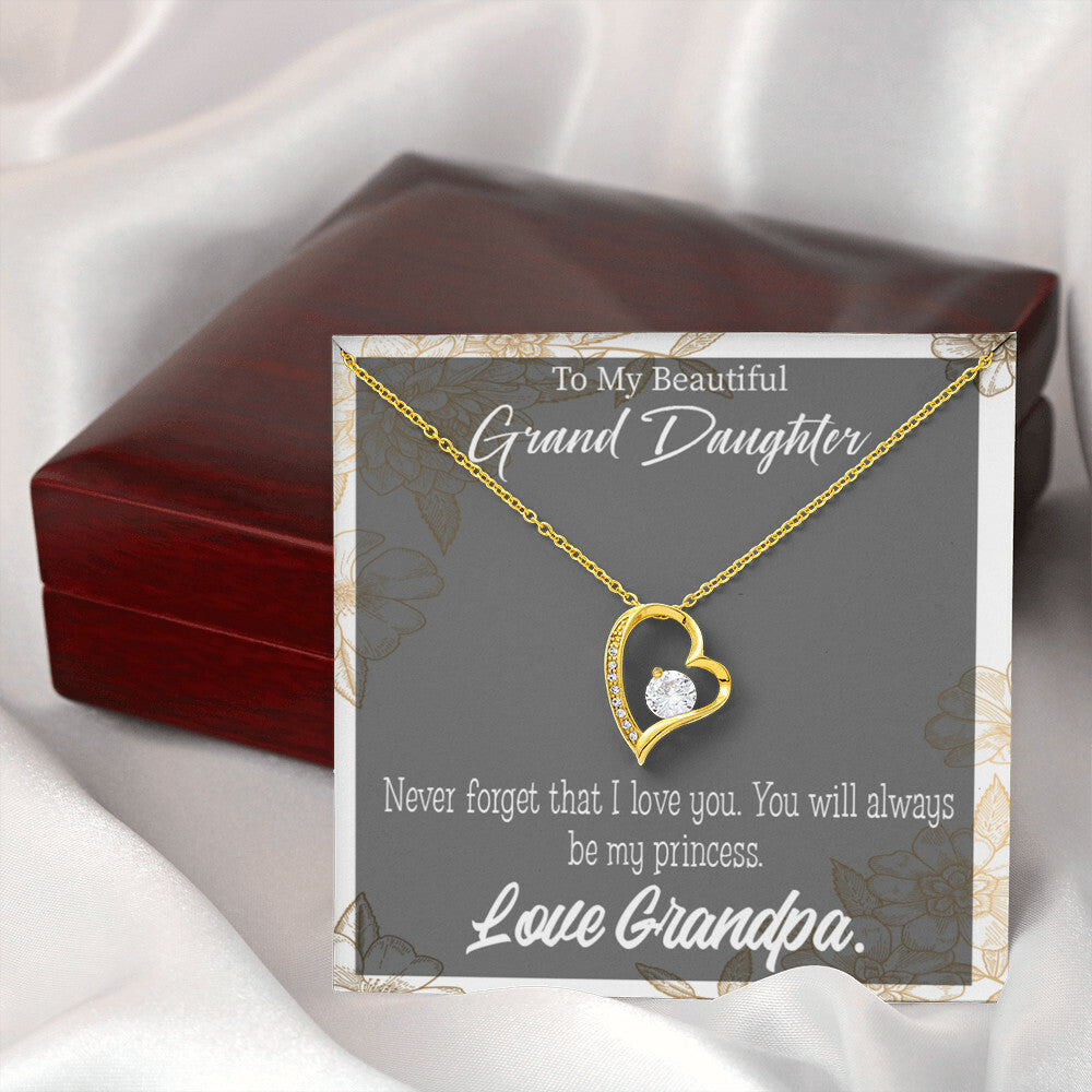 To My Granddaughter Grandpa's Princess Forever Necklace w Message Card-Express Your Love Gifts