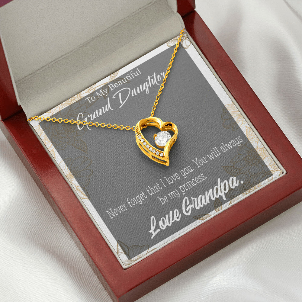 To My Granddaughter Grandpa's Princess Forever Necklace w Message Card-Express Your Love Gifts