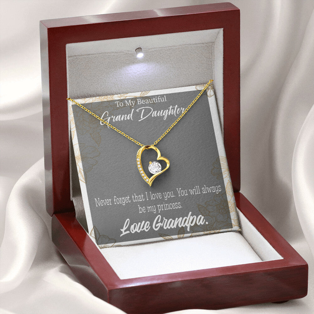 To My Granddaughter Grandpa's Princess Forever Necklace w Message Card-Express Your Love Gifts