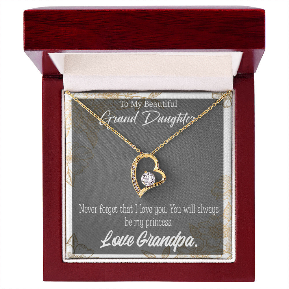 To My Granddaughter Grandpa's Princess Forever Necklace w Message Card-Express Your Love Gifts