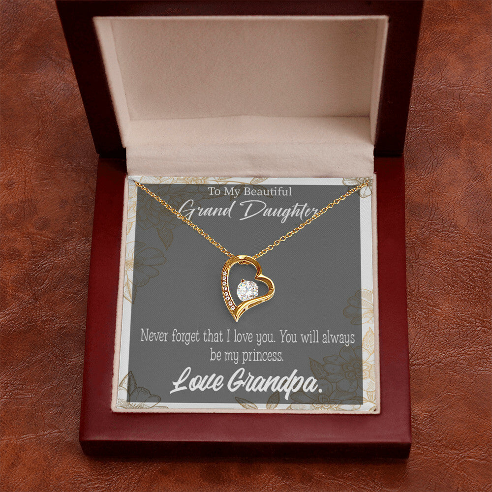 To My Granddaughter Grandpa's Princess Forever Necklace w Message Card-Express Your Love Gifts