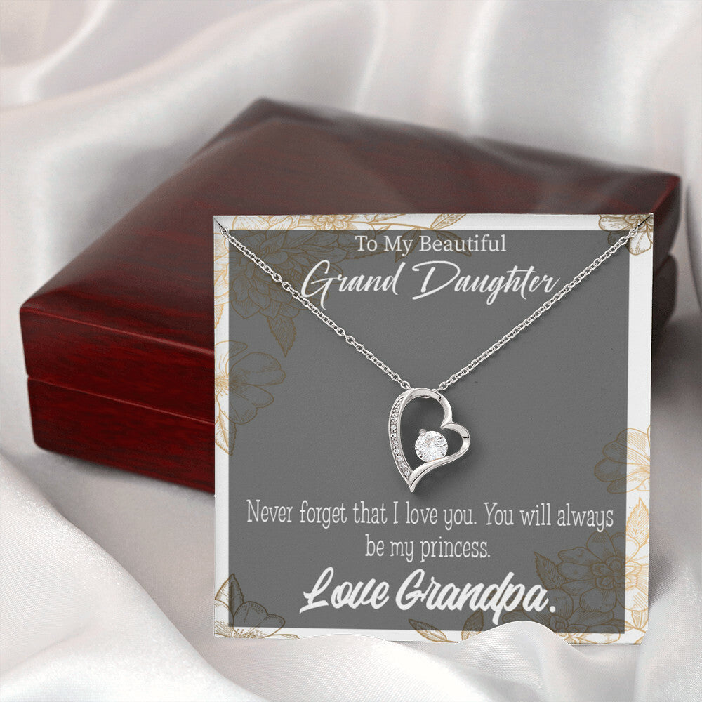 To My Granddaughter Grandpa's Princess Forever Necklace w Message Card-Express Your Love Gifts