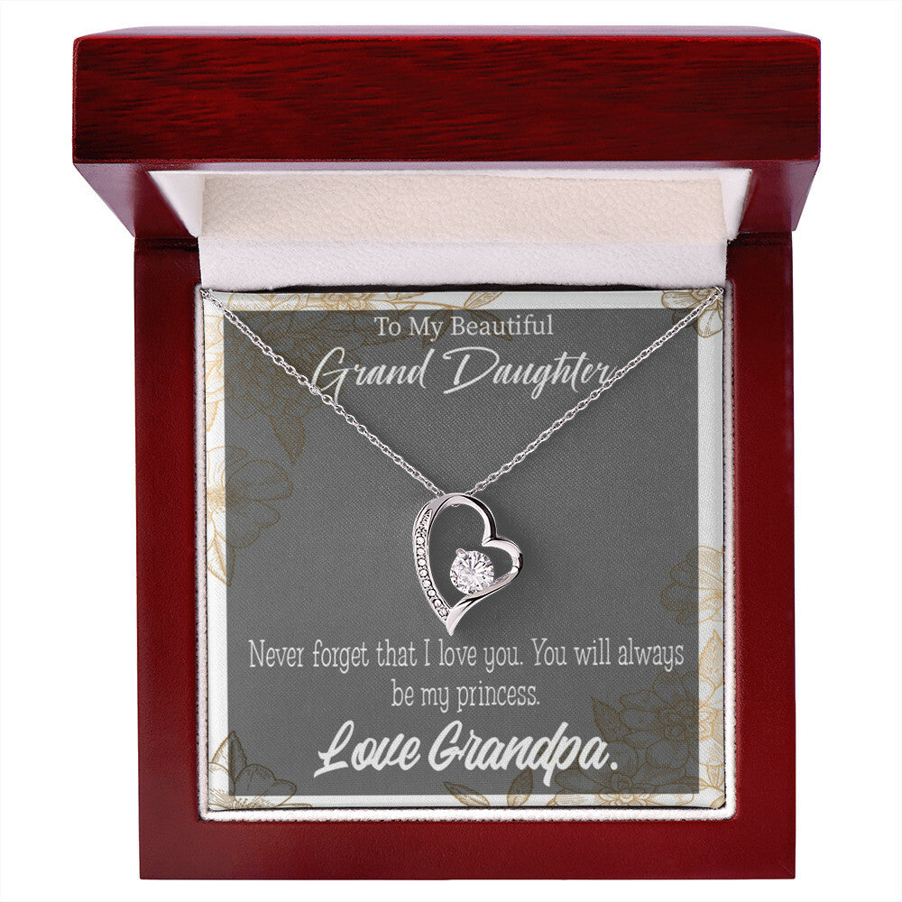To My Granddaughter Grandpa's Princess Forever Necklace w Message Card-Express Your Love Gifts