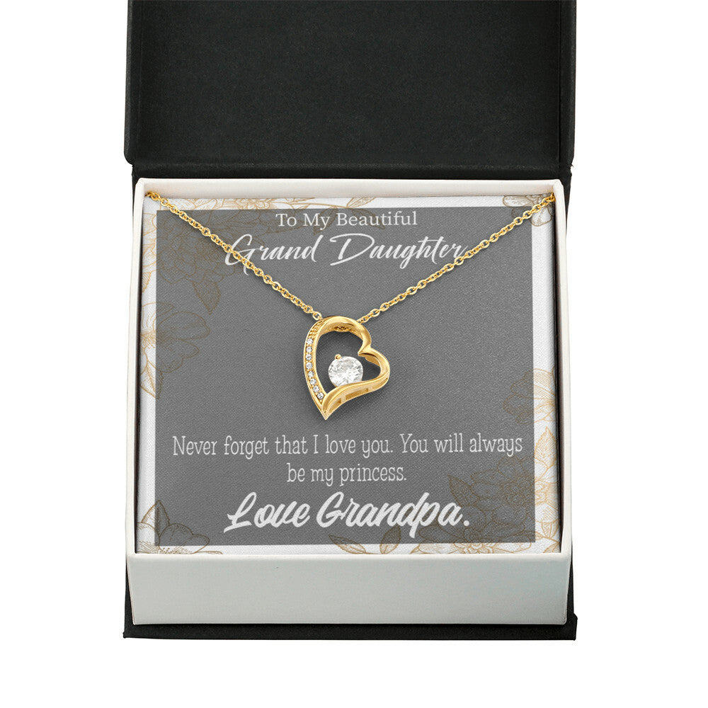 To My Granddaughter Grandpa's Princess Forever Necklace w Message Card-Express Your Love Gifts