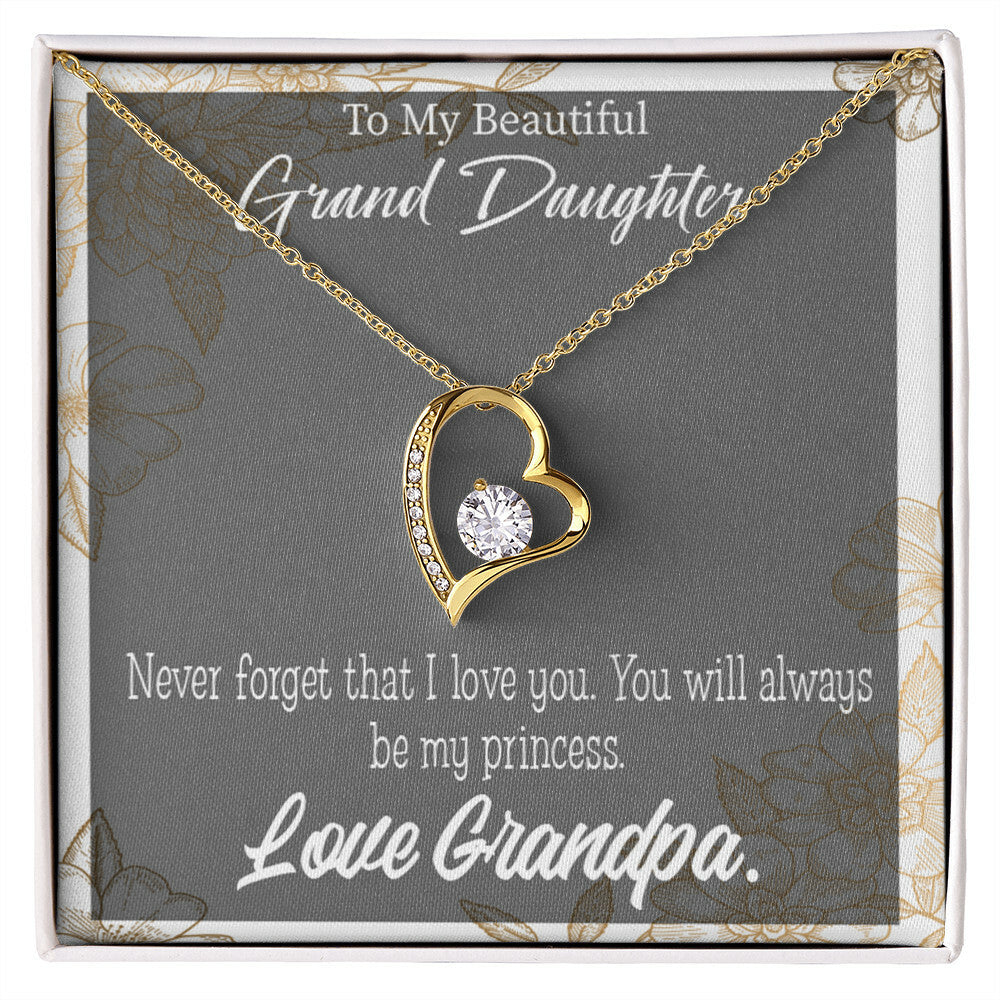 To My Granddaughter Grandpa's Princess Forever Necklace w Message Card-Express Your Love Gifts