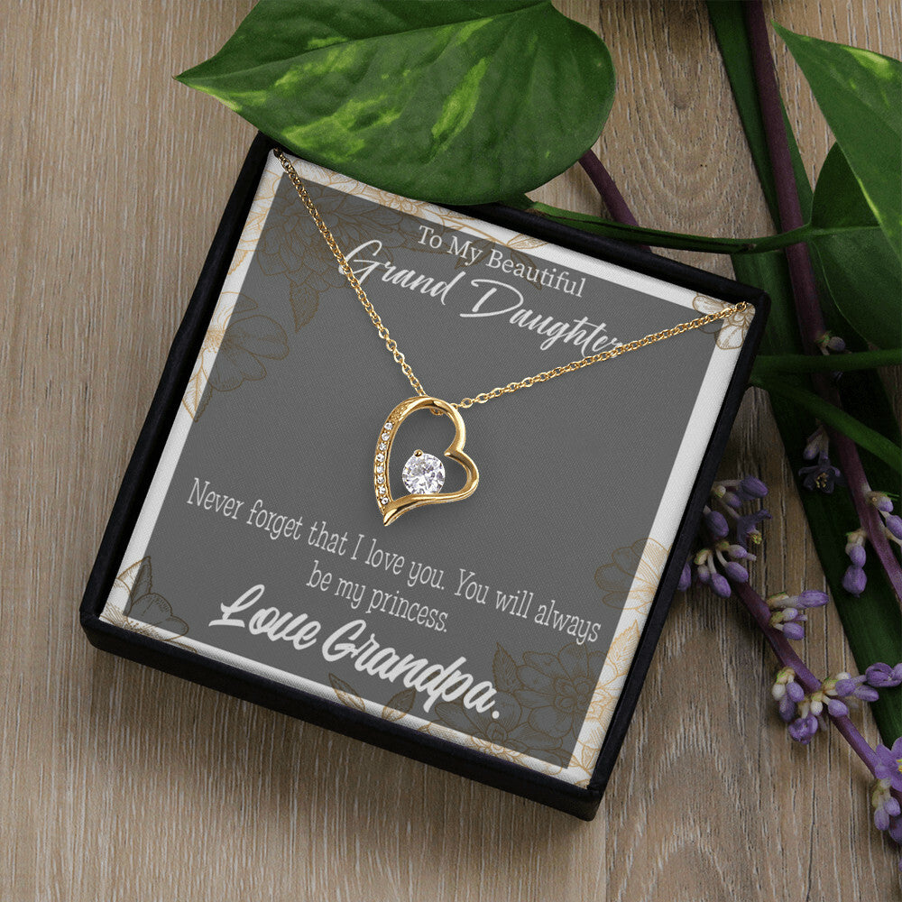 To My Granddaughter Grandpa's Princess Forever Necklace w Message Card-Express Your Love Gifts