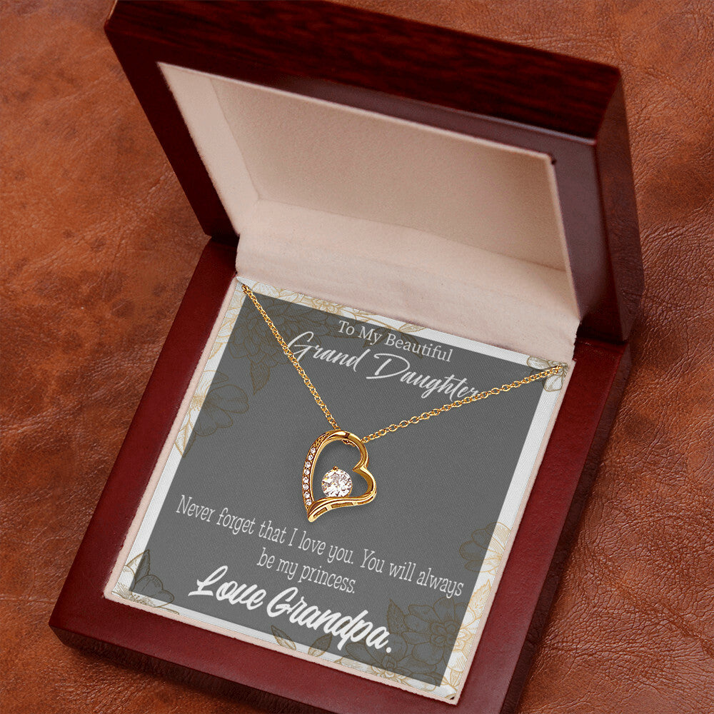 To My Granddaughter Grandpa's Princess Forever Necklace w Message Card-Express Your Love Gifts