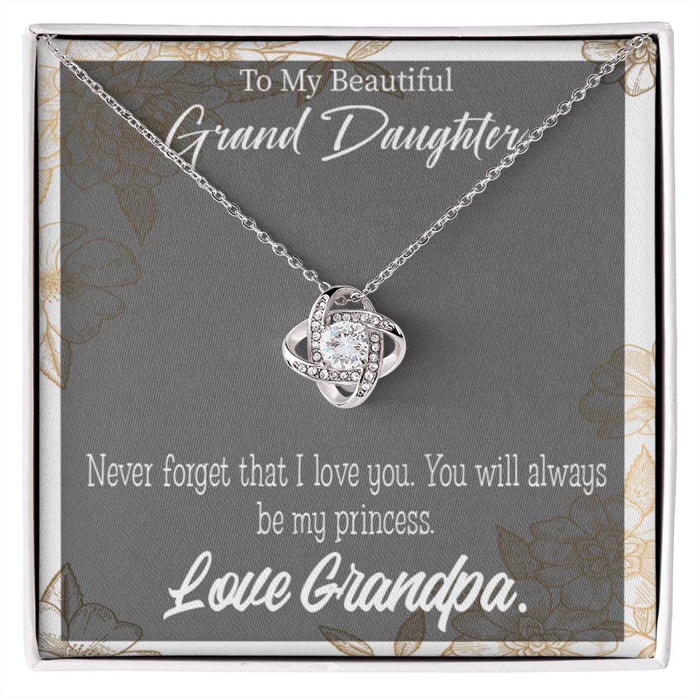 To My Granddaughter Grandpa's Princess Infinity Knot Necklace Message Card-Express Your Love Gifts