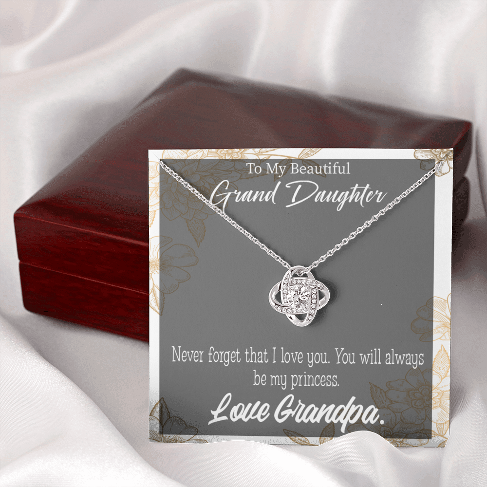 To My Granddaughter Grandpa's Princess Infinity Knot Necklace Message Card-Express Your Love Gifts