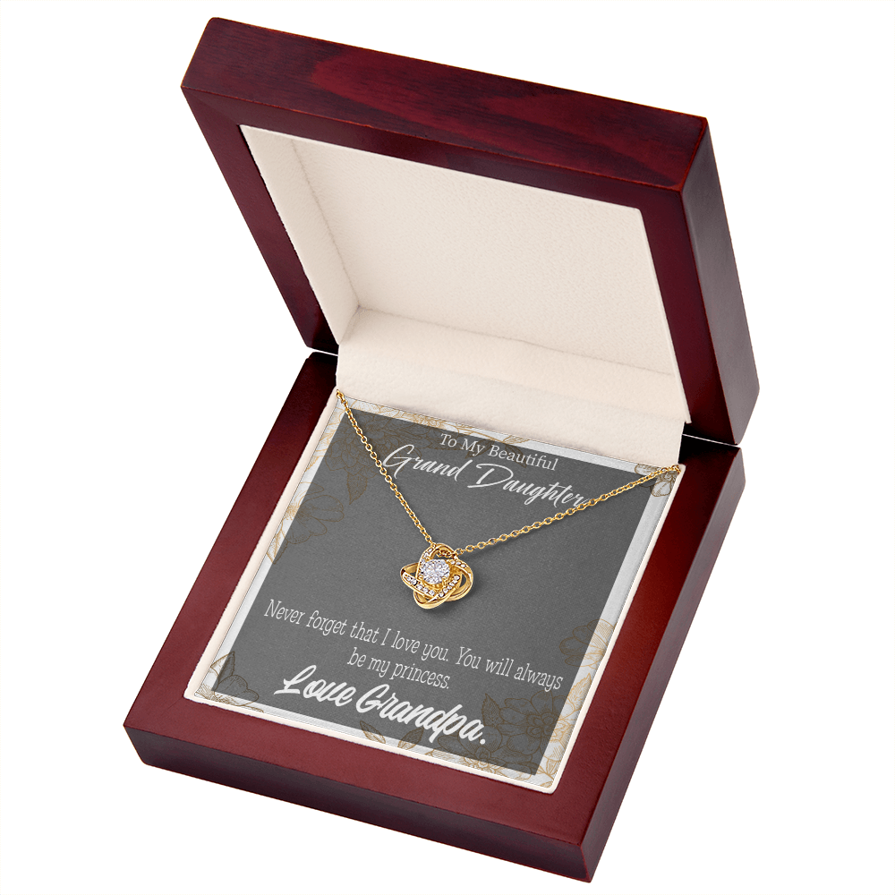 To My Granddaughter Grandpa's Princess Infinity Knot Necklace Message Card-Express Your Love Gifts