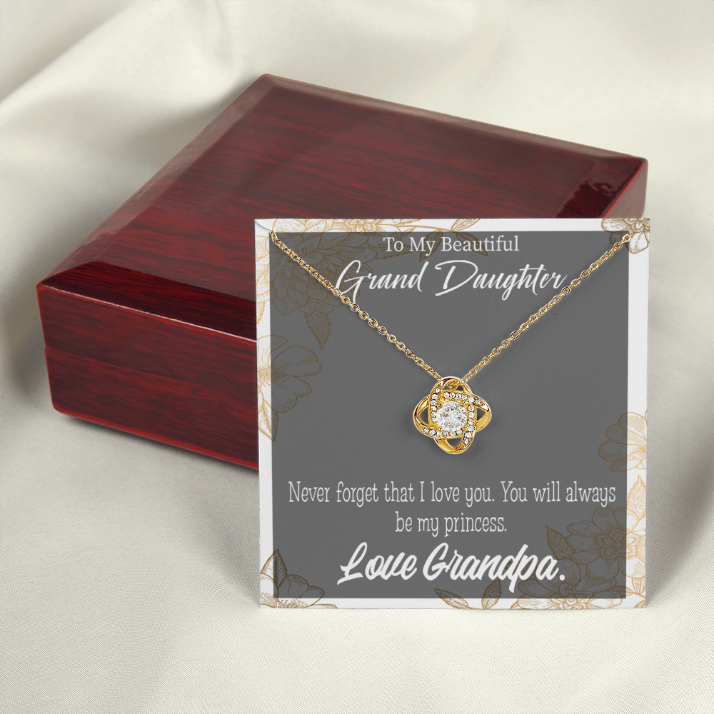 To My Granddaughter Grandpa's Princess Infinity Knot Necklace Message Card-Express Your Love Gifts