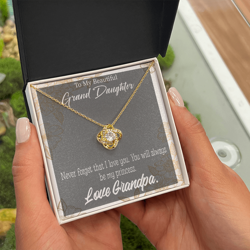 To My Granddaughter Grandpa's Princess Infinity Knot Necklace Message Card-Express Your Love Gifts