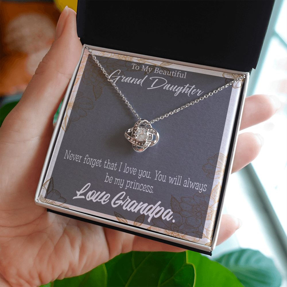 To My Granddaughter Grandpa's Princess Infinity Knot Necklace Message Card-Express Your Love Gifts