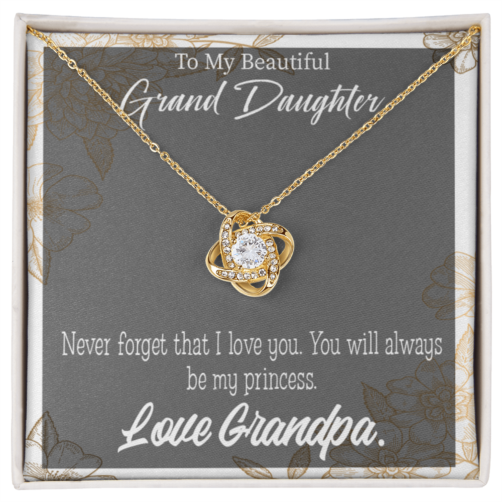 To My Granddaughter Grandpa's Princess Infinity Knot Necklace Message Card-Express Your Love Gifts