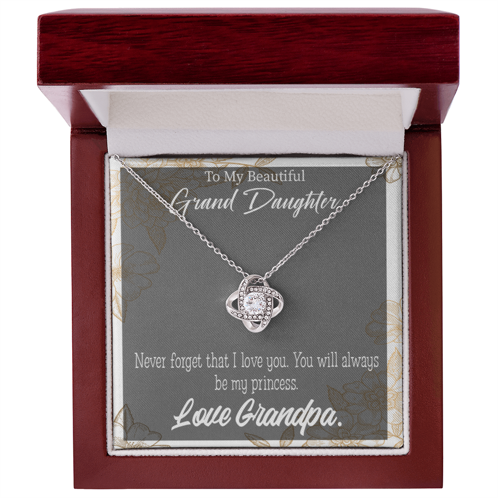 To My Granddaughter Grandpa's Princess Infinity Knot Necklace Message Card-Express Your Love Gifts