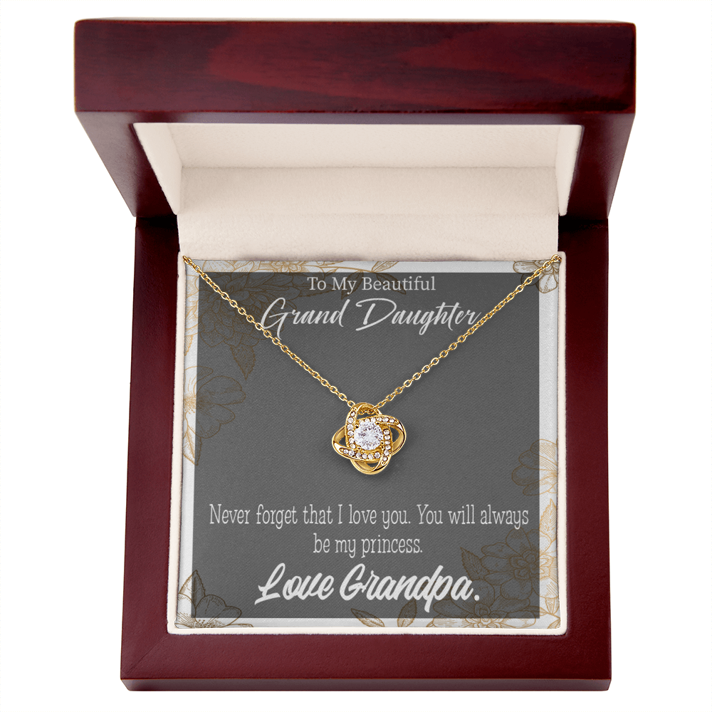To My Granddaughter Grandpa's Princess Infinity Knot Necklace Message Card-Express Your Love Gifts