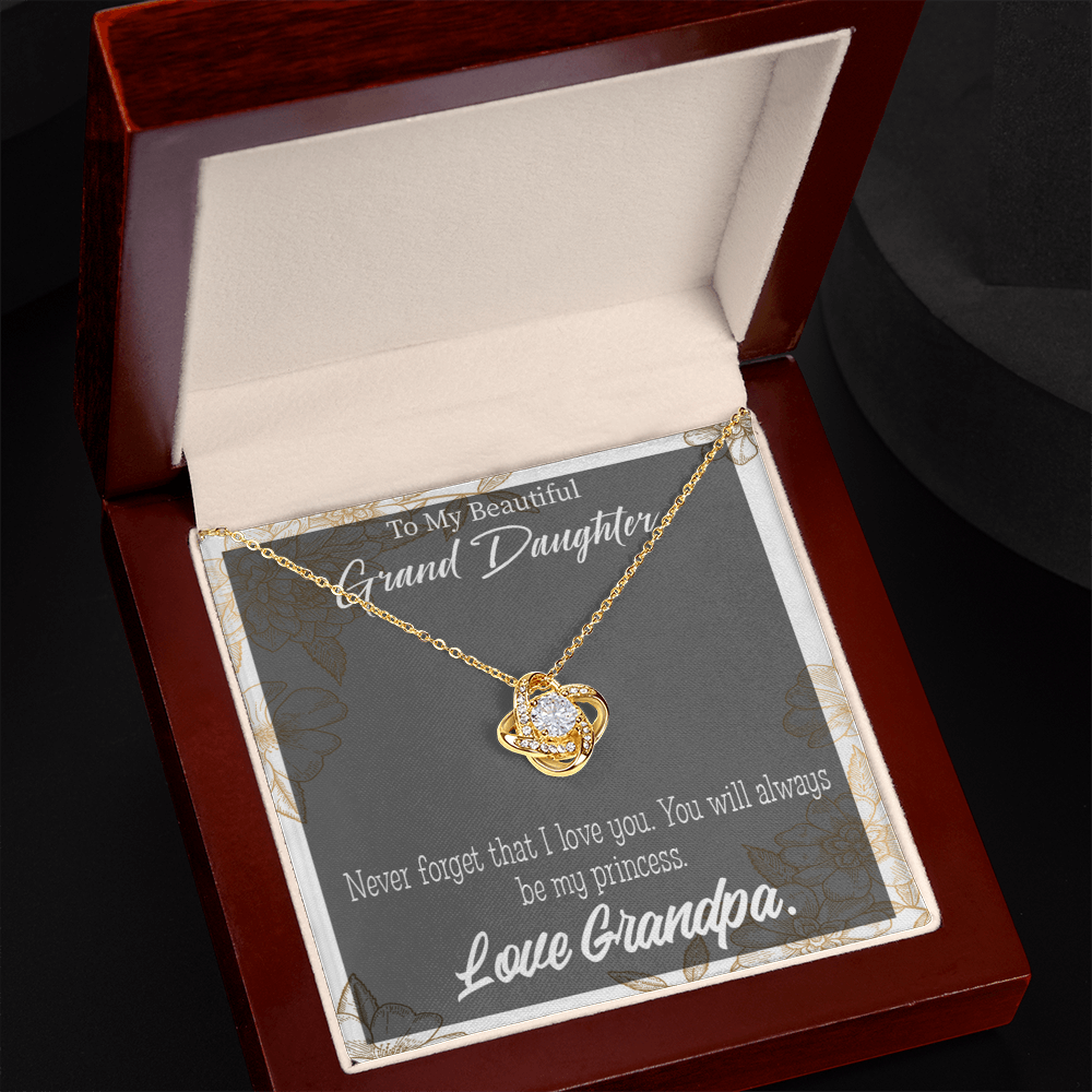To My Granddaughter Grandpa's Princess Infinity Knot Necklace Message Card-Express Your Love Gifts