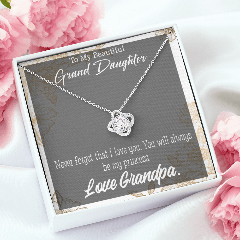 To My Granddaughter Grandpa's Princess Infinity Knot Necklace Message Card-Express Your Love Gifts