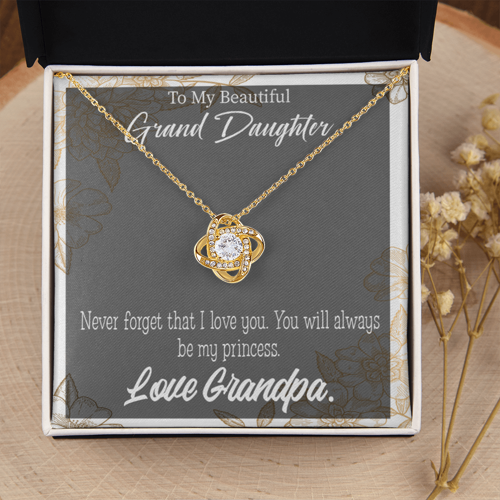 To My Granddaughter Grandpa's Princess Infinity Knot Necklace Message Card-Express Your Love Gifts