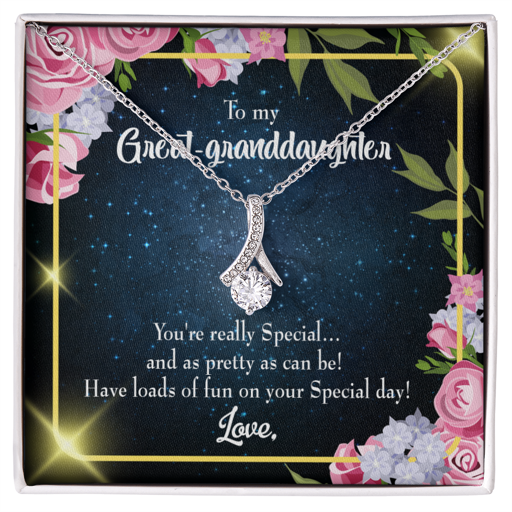 To My Granddaughter Great-granddaughter Alluring Ribbon Necklace Message Card-Express Your Love Gifts