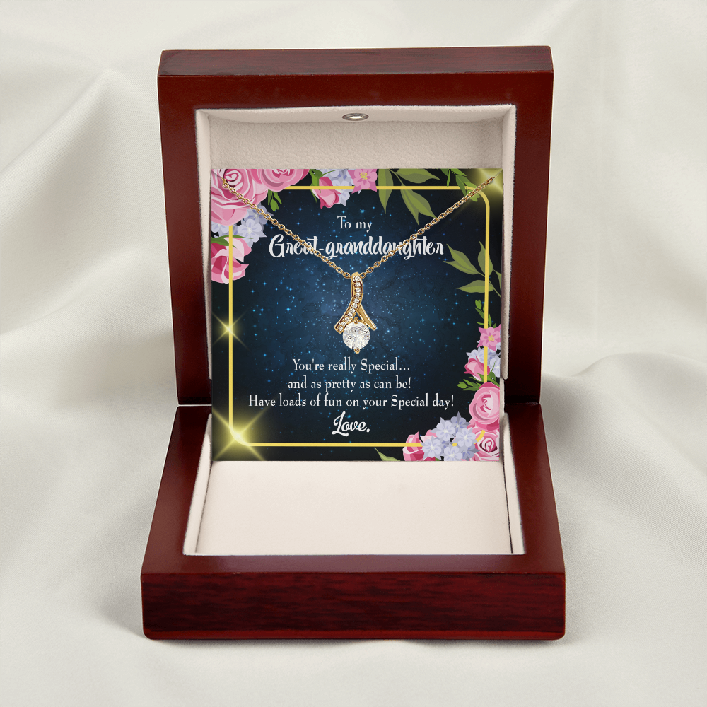 To My Granddaughter Great-granddaughter Alluring Ribbon Necklace Message Card-Express Your Love Gifts