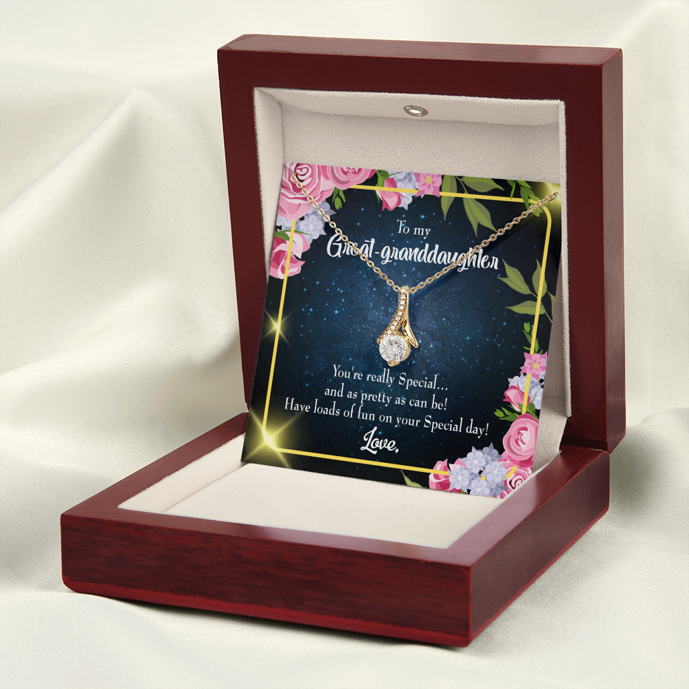 To My Granddaughter Great-granddaughter Alluring Ribbon Necklace Message Card-Express Your Love Gifts
