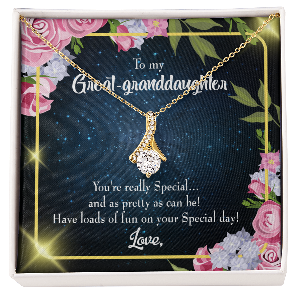 To My Granddaughter Great-granddaughter Alluring Ribbon Necklace Message Card-Express Your Love Gifts