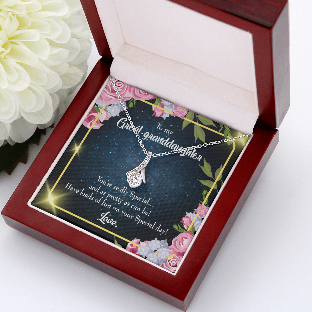 To My Granddaughter Great-granddaughter Alluring Ribbon Necklace Message Card-Express Your Love Gifts