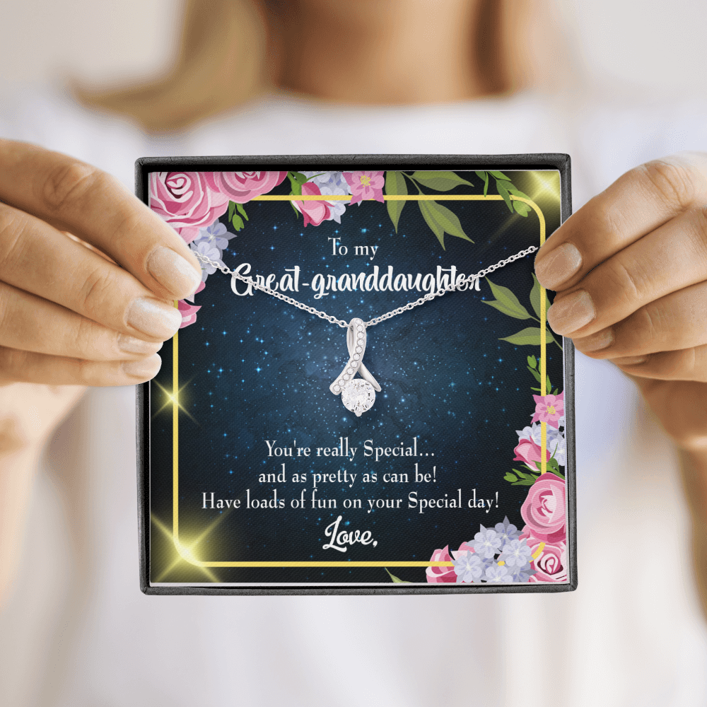 To My Granddaughter Great-granddaughter Alluring Ribbon Necklace Message Card-Express Your Love Gifts