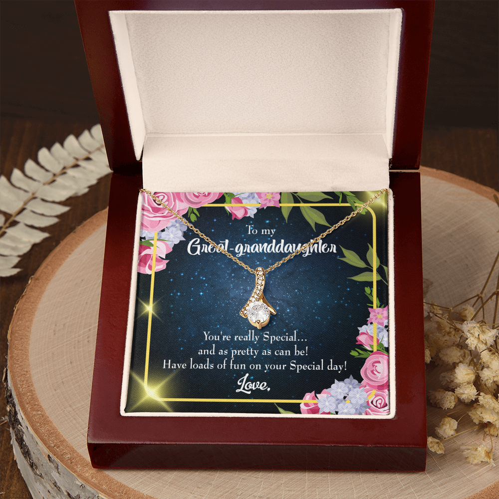 To My Granddaughter Great-granddaughter Alluring Ribbon Necklace Message Card-Express Your Love Gifts