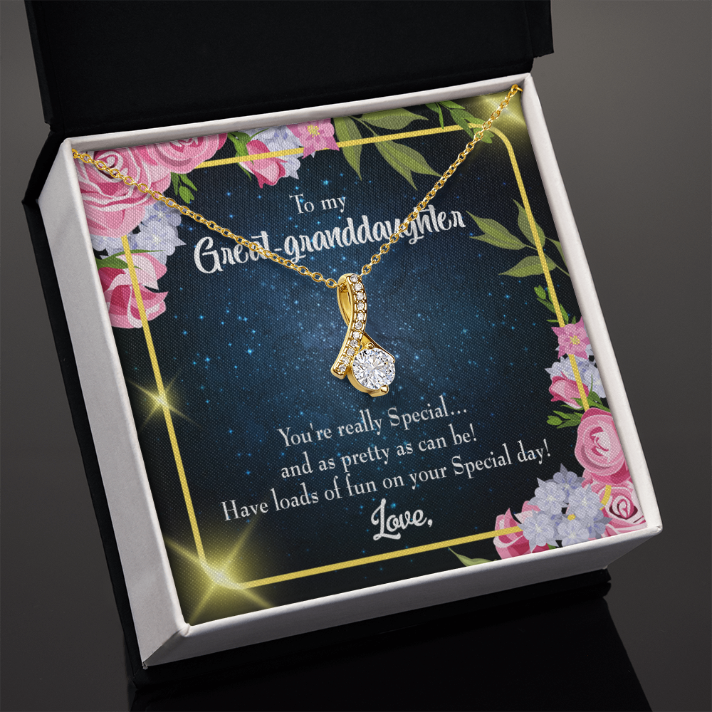 To My Granddaughter Great-granddaughter Alluring Ribbon Necklace Message Card-Express Your Love Gifts
