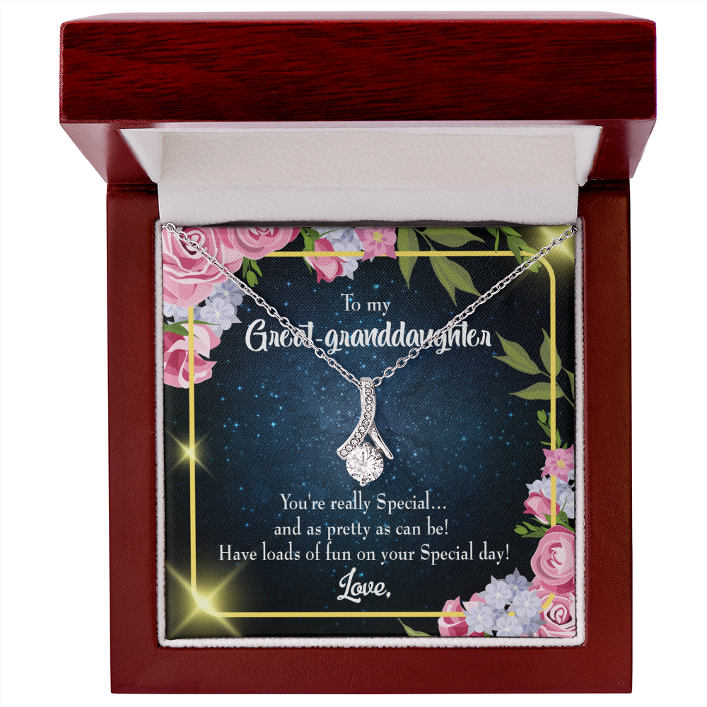To My Granddaughter Great-granddaughter Alluring Ribbon Necklace Message Card-Express Your Love Gifts