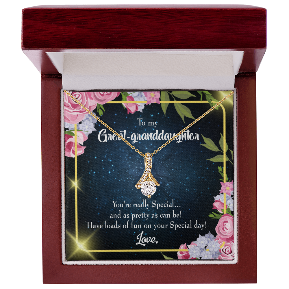 To My Granddaughter Great-granddaughter Alluring Ribbon Necklace Message Card-Express Your Love Gifts