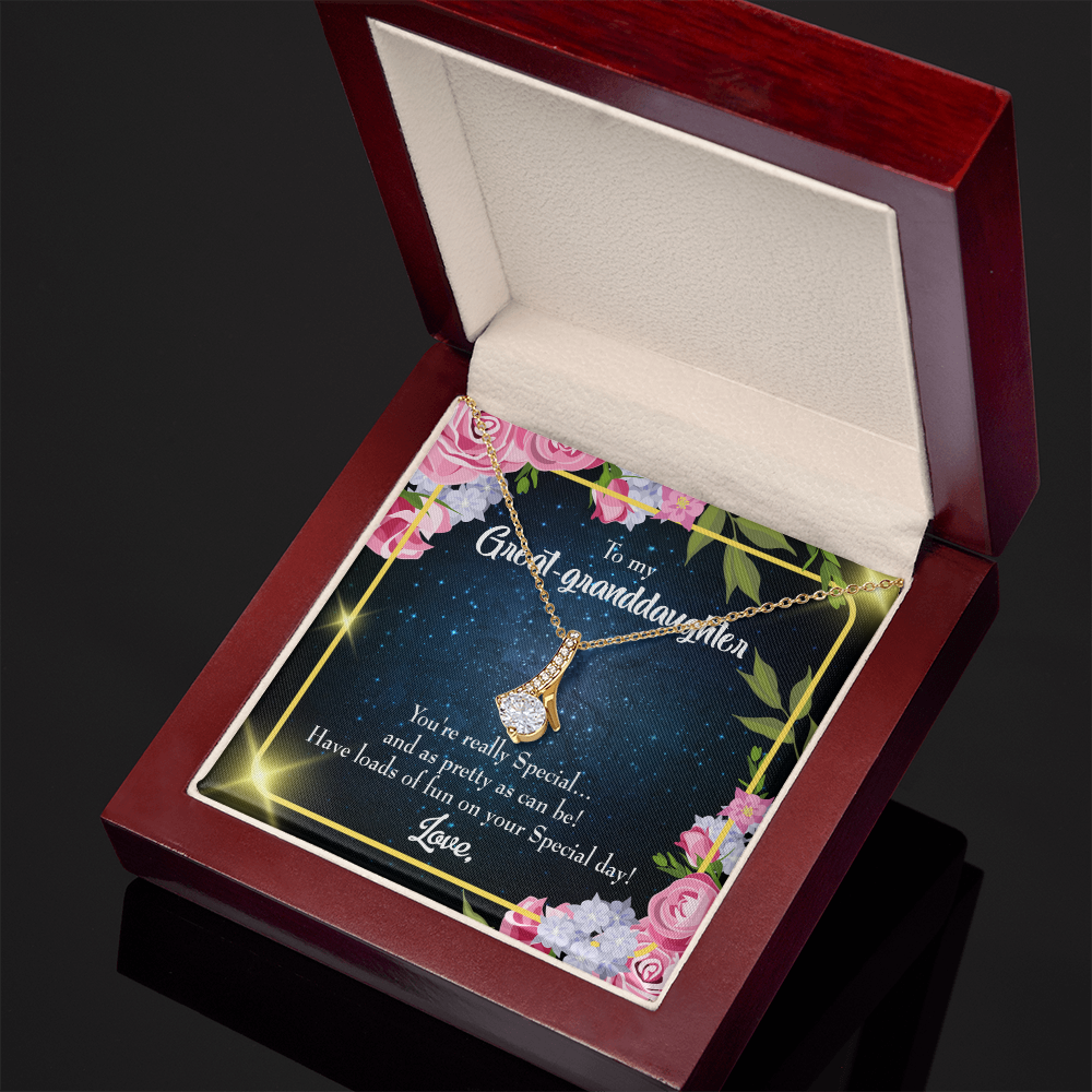 To My Granddaughter Great-granddaughter Alluring Ribbon Necklace Message Card-Express Your Love Gifts