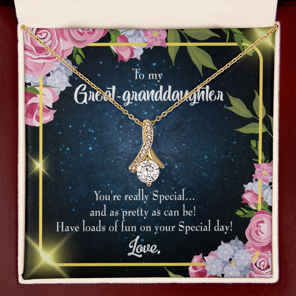 To My Granddaughter Great-granddaughter Alluring Ribbon Necklace Message Card-Express Your Love Gifts