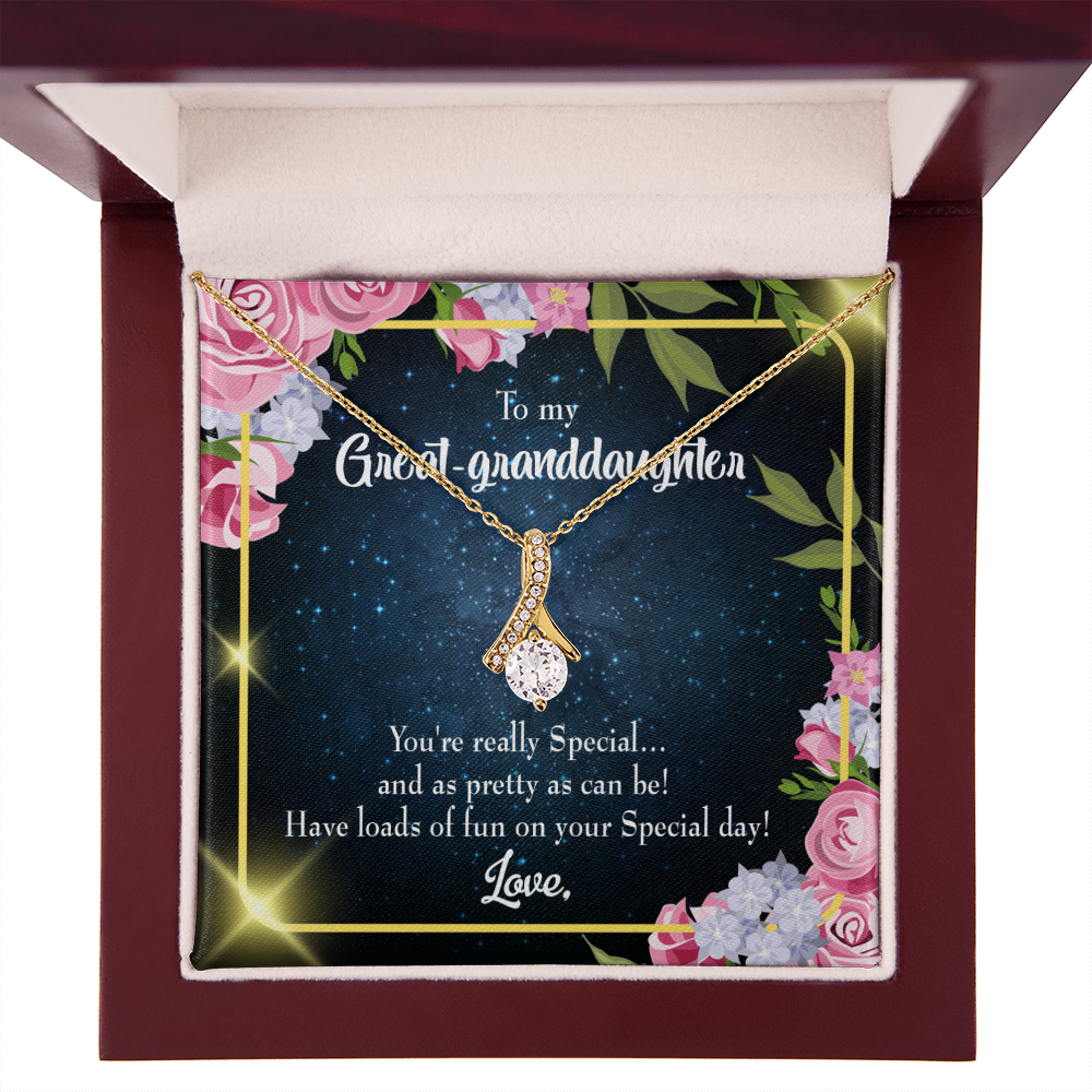 To My Granddaughter Great-granddaughter Alluring Ribbon Necklace Message Card-Express Your Love Gifts