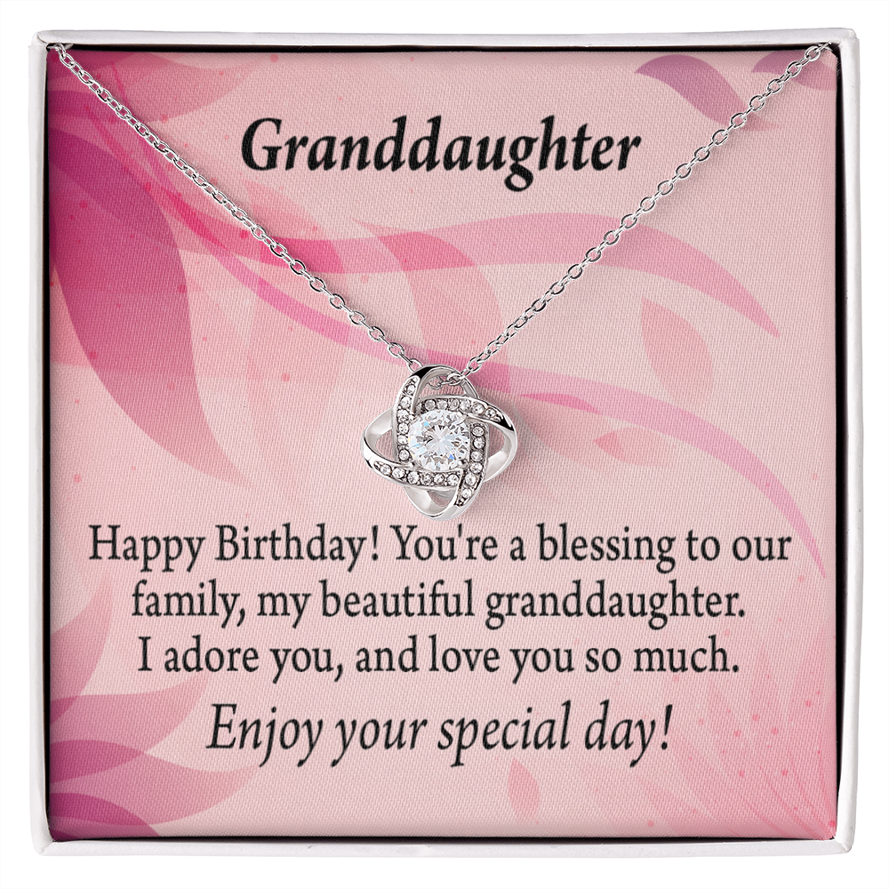 To My Granddaughter Happy Birthday Beautiful Granddaughter Infinity Knot Necklace Message Card-Express Your Love Gifts