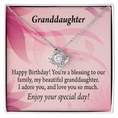 To My Granddaughter Happy Birthday Beautiful Granddaughter Infinity Knot Necklace Message Card-Express Your Love Gifts
