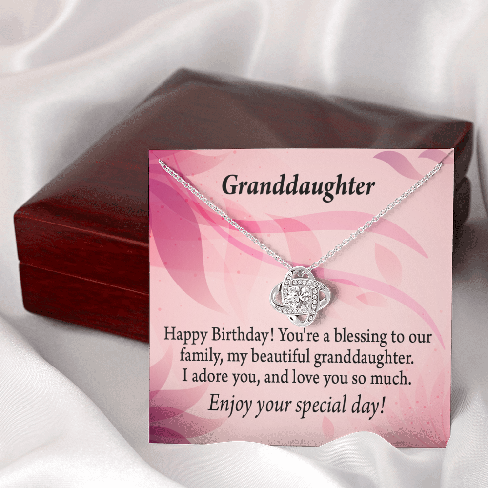 To My Granddaughter Happy Birthday Beautiful Granddaughter Infinity Knot Necklace Message Card-Express Your Love Gifts